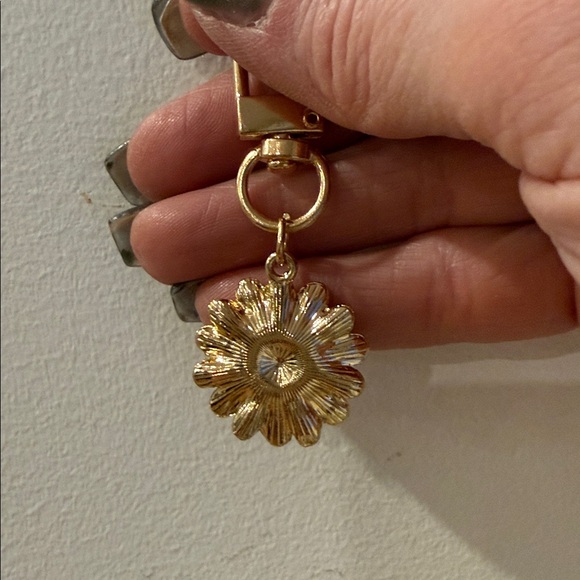 Pink and coral daisy, mini purse, charm - Picture 3 of 5